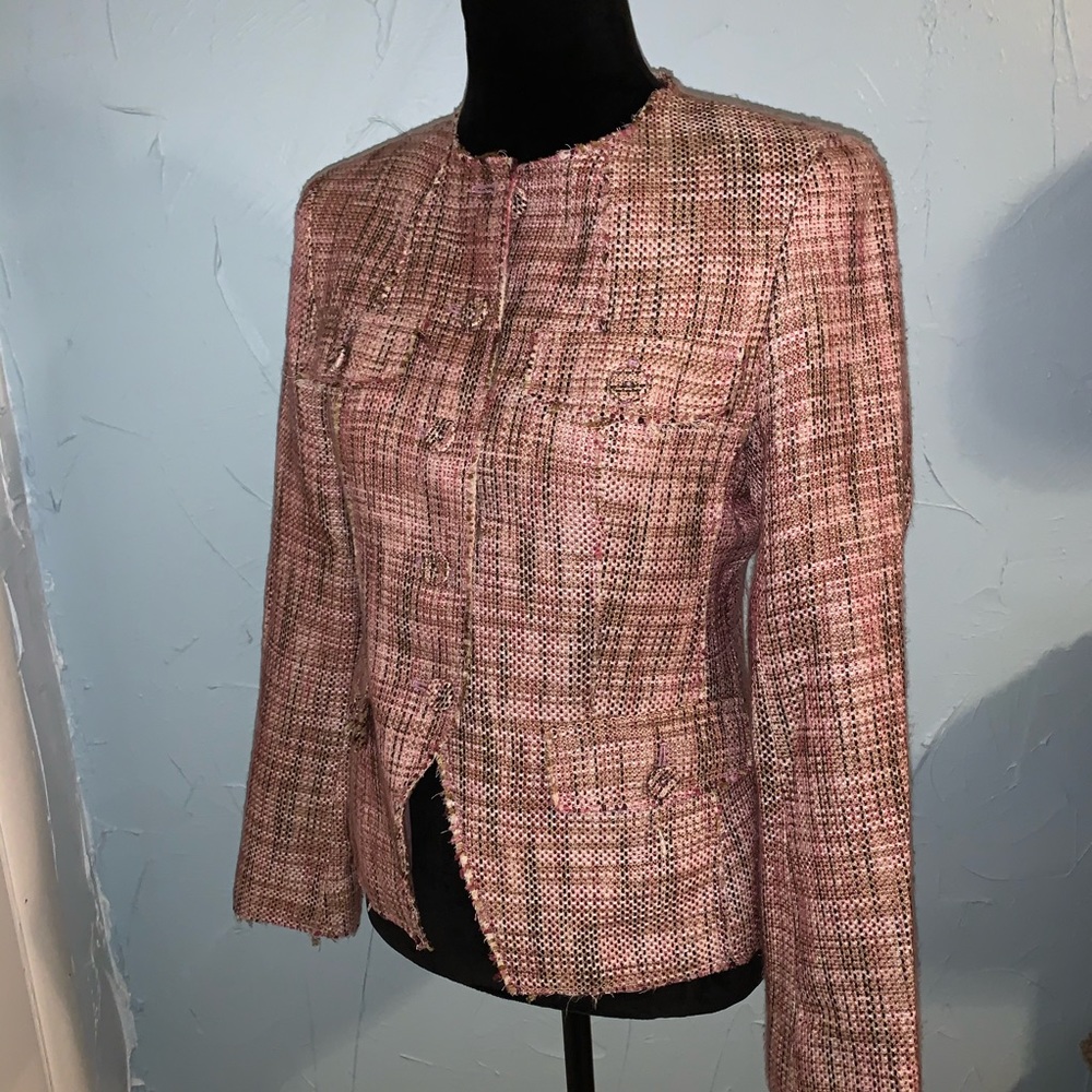 Kasper Pink Tweed Blazer Jacket